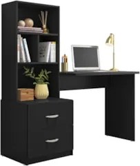 Mesa Escrivaninha Com Estante Livreiro 138cm Jay Preto Z49 - Mpozenato