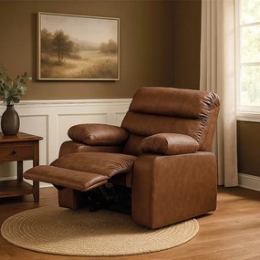 Poltrona do Papai Reclinável Retrátil Naaman Sintético PU K01 - D'Rossi - Marrom