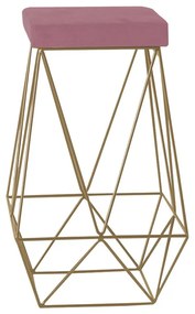 Banqueta Decorativa Kathy Base Gold Veludo Rosê G41 - Gran Belo