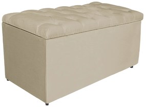 Calçadeira Estofada Liverpool 90 cm Solteiro Corano Bege - ADJ Decor