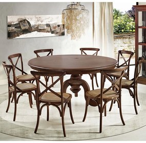 Mesa Redonda Sala de Jantar 8 Lugares Mariah 160cm Pé Torneado Canela G04 - Gran Belo