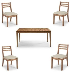 Conjunto Dubai Mesa + Cadeiras Assento Estofado - 60476 Sun House