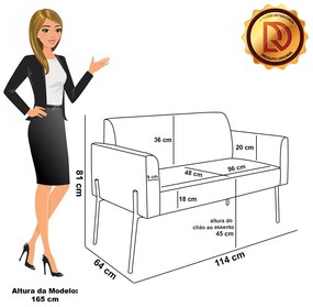 Sofá Namoradeira e 2 Poltronas Pé de Ferro Dourado Marisa Suede D03 - D'Rossi - Marrom