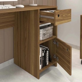 Escrivaninha Mesa Computador Com Gaveteiro 125cm Anelise Bege Amarelado/Preto C01 - D'Rossi