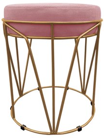 Puff Multiuso com Mesa Babu 2 em 1 Suede Rose Base Dourado - D'Rossi