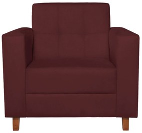 Poltrona Decorativa Denver Suede Bordô - ADJ Decor
