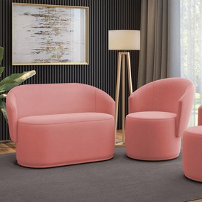 Sofá Namoradeira e Poltrona Orgânica para Sala Malu Suede M11 - D'Rossi - Rose