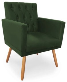 Kit 4 Poltronas Decorativas Clara Capitonê Pés Palito Suede Verde - Sheep Estofados
