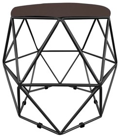 Puff Aramado Hexágono Decorativo Industrial Preto com Suede D03 - D'Rossi - Marrom