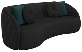 Sofá Decorativo 240cm com Almofadas Redondas Clarke PU Preto G45 - Gran Belo
