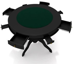 Conjunto Mesa de Jogos Carteado Bellagio Tampo Reversível e 4 Cadeiras Madeira Poker Base Estrela PU Grafite/Preto G42 - Gran Belo
