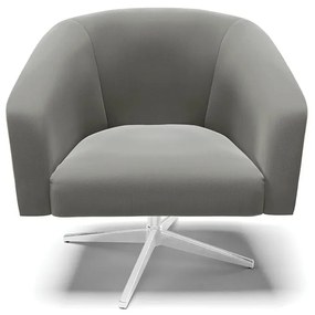 Poltrona Decorativa Giratória Cromada Kit 2 Stella Suede D03 - D'Rossi - Grafite