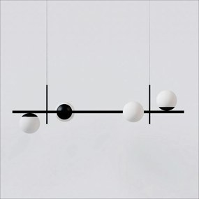 Pendente Bloom Retângular 29X26X100Cm Alumínio E Globo Ø12Cm Fosco 4Xg... (CHAMPANHE, FOSCO)