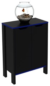 Armário 2 Portas para Escritório Home Office Gamer ME4164 MDP Preto/Azul G69 - Gran Belo