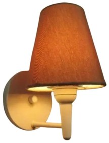 Arandela Cone Md-2004 Base Branco Cúpula em Tecido 14/14x07cm Palha - Bivolt