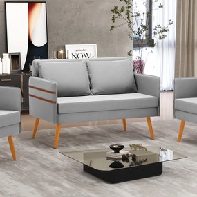 Namoradeira 02 Lugares Mari Suede Pés Palito Castanho - D'Rossi - Cinza