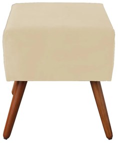 Puff Decorativo Quadrado Malu com Pés Palito Suede Bege