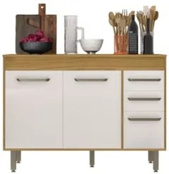 Balcão de Cozinha Com Tampo 120cm Emily Freijó/Off Acetinado Z44 - Mpo