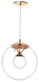 Pendente Esfera Ø30X32Cm Metal E Vidro 1 X G9 Globo Ø30Cm / Ø12Cm|Old... (CROMADO, AMBAR)