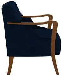Poltrona Decorativa para Sala de Estar Capitonê Lapa M22 Veludo Azul M