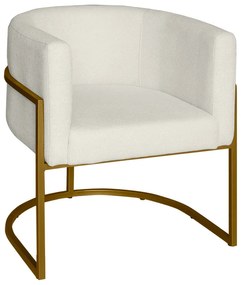 Poltrona Base Industrial Dourado para Sala Lety Bouclê Bege