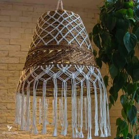 Luminária Boho de Fibra Natural