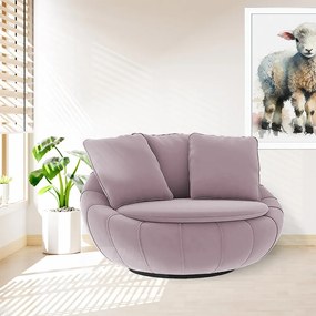 Poltrona Decorativa Redonda Giratória Glória Veludo Rosê - Sheep Estofados - Veludo Rosê