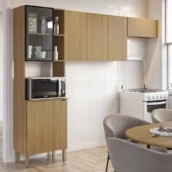Armário de Cozinha Compacta 251cm Laura Plus Freijó Z06 - Mpozenato