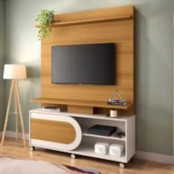 Estante Painel de TV 55 Pol 136cm Órbis Cinamomo/Off White - HB Móveis