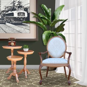 Kit 04 Poltronas Decorativas Sala de Estar Base Madeira Maciça Adrie Sarja Bege/Amêndoa Mel G36 - Gran Belo