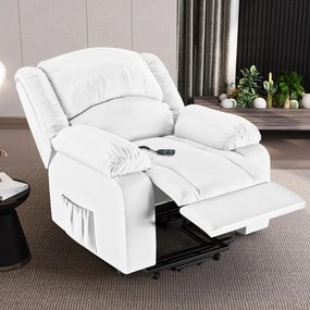 Poltrona do Papai Reclinável Sala de Cinema Madrid Elevação Lift Elétrico PU Branco G23