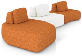 Sofá 3 Lugares Orgânico com Chaise e 2 Módulos Berlim Bouclê Caramelo/Off White K01 - D'Rossi