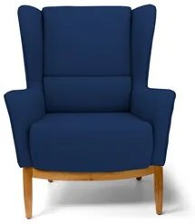 Poltrona Decorativa Base Manu Madeira Milena Veludo C-304 Azul Marinho