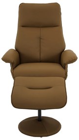 Kit 2 Poltronas do Papai Elétrica Reclinável Giratória com Apoio de Pés e Massagem Nebraska PU Caramelo G56 - Rivatti