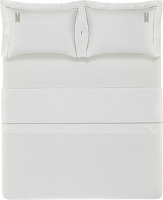 Jogo de Cama Trussardi Portello Cetim 300 Fios Branco e Legno - King King