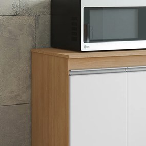 Balcão Cozinha com Tampo 100cm 3 Gavetas Leticia Amêndoa/Branco A01 - D'Rossi