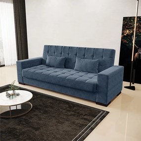 Sofá Cama Casal 3 Lugares 210cm Lisboa Suede Azul Marinho  D03 - D'Rossi