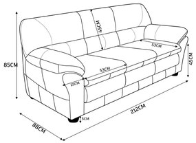 Sofá 3 Lugares Sala de Estar Pés Madeira 212cm Laura Couro Off White G03 - Gran Belo