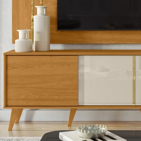 Painel TV 60 Pol 160cm com Rack Bancada para Sala Hylon M20 - D'Rossi - Cinamomo e Off White
