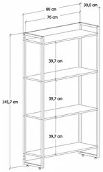 Estante Livreiro Dynamica Industrial 80cm 4 Prateleiras C08 Preto Ônix
