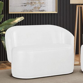 Sofá 2 Lugares Namoradeira Orgânica para Sala Malu Sintético PU M11 - D'Rossi - Branco