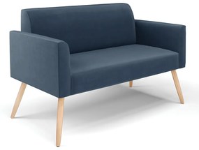 Sofá Namoradeira Pés Palito Natural Marisa Suede Azul Marinho D03 - D'Rossi