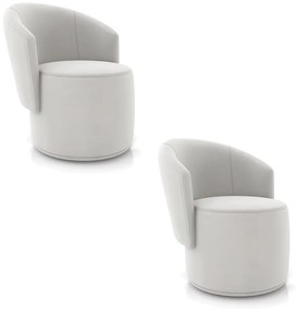Poltrona Decorativa Orgânica Fixa para Sala Kit 2 Malu Veludo Cinza M11 - D'Rossi
