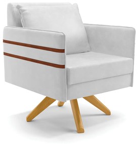 Poltrona Giratória Mari Corano Base de Madeira MA30 D03 - D'Rossi - Branco