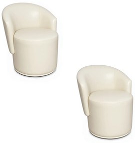 Poltrona Decorativa Orgânica Fixa Sala Kit 2 Malu Sintético PU Bege M11 - D'Rossi