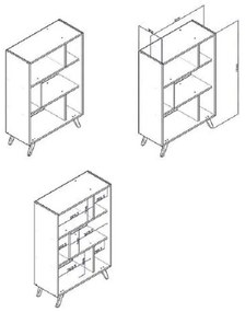 Estante Para Livros Com Nichos Retrô - Preto