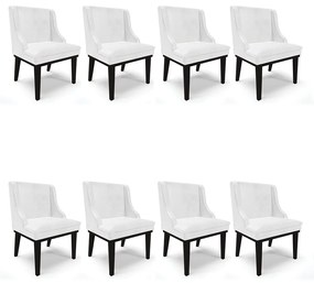 Kit 08 Cadeiras de Jantar Liz Corano Base Fixa Madeira Preto - D'Rossi - Branco