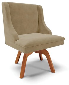 Kit 02 Cadeiras de Jantar Liz Suede Marrom Rato Base Madeira Mm35 D03 - D'Rossi