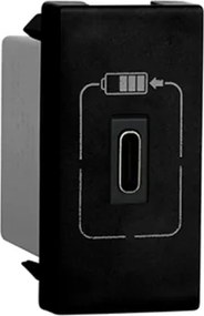 Modulo Tomada Carregador Usb Tipo C Preto Pial Plus+