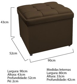 Calçadeira Copenhague 90 cm Solteiro Suede Marrom - ADJ Decor
